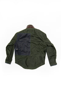 moto jacket- navy/green wax